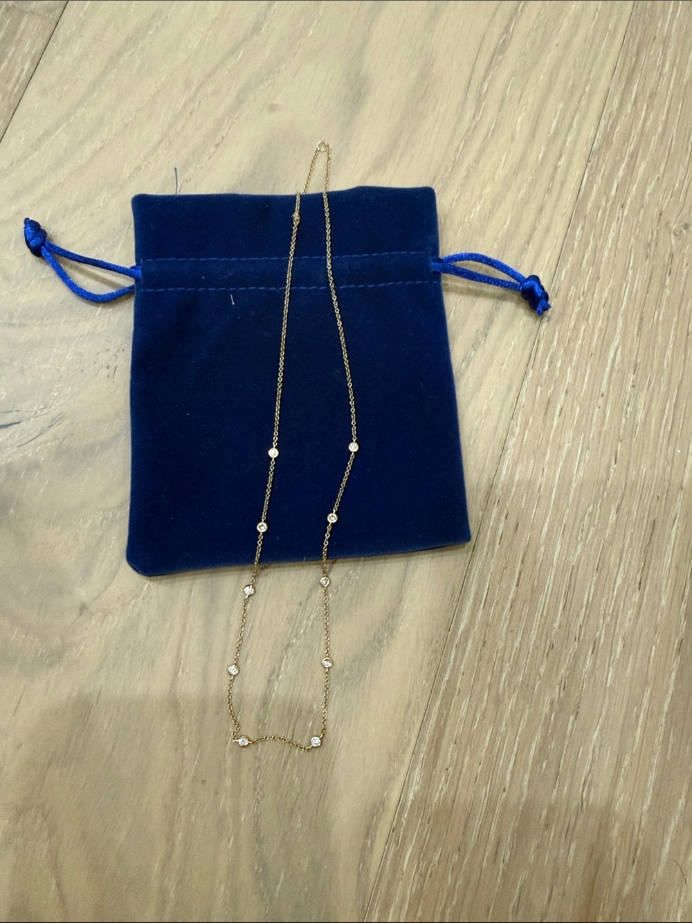 Authentic 14k diamond station necklace
